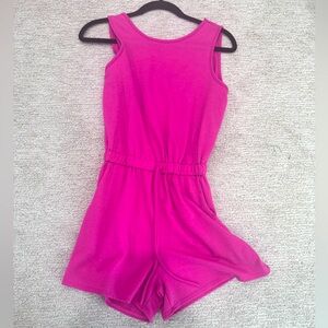 Pink tie waist romper